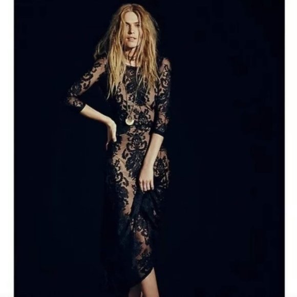 For Love & Lemons NWT San Marcos Black Lace Dress Size Small - Picture 1 of 7